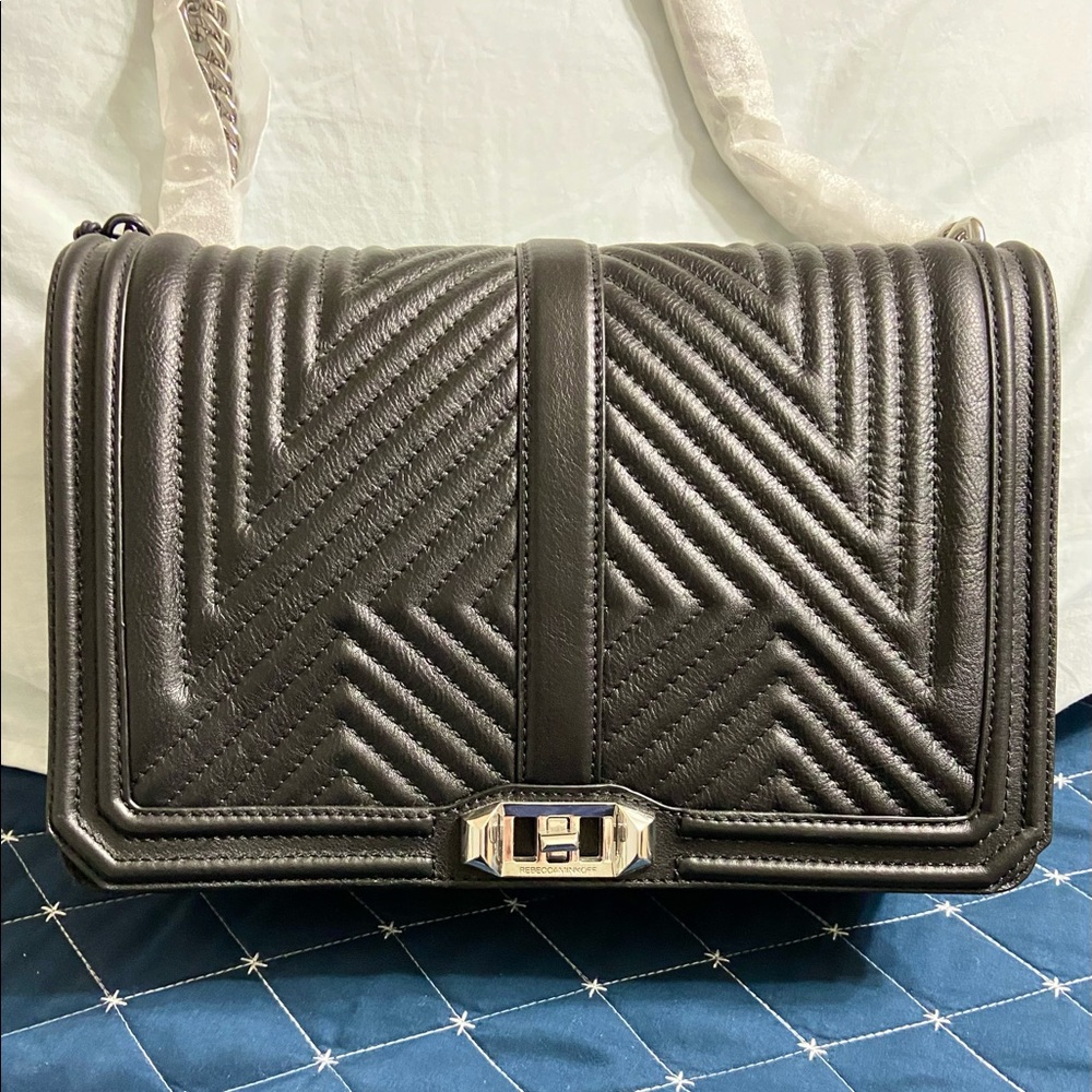 NWT Rebecca Minkoff Geo Quilted Jumbo Love Crossbody with Chain Straps